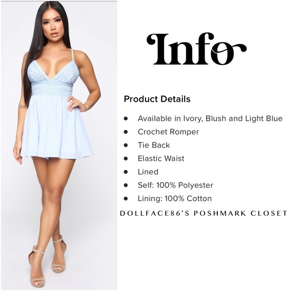 NWT Fashion Nova Light Blue Crocheted Chest Romper - Picture 3 of 12